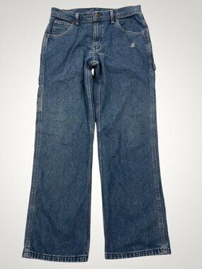 KEY Vintage Baggy Relaxed Dungarees Denim Carpenter Work Pants Jeans Men's 34x32